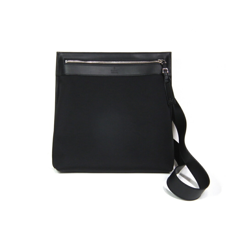 Gucci nylon crossbody shoulder leather black bag plain